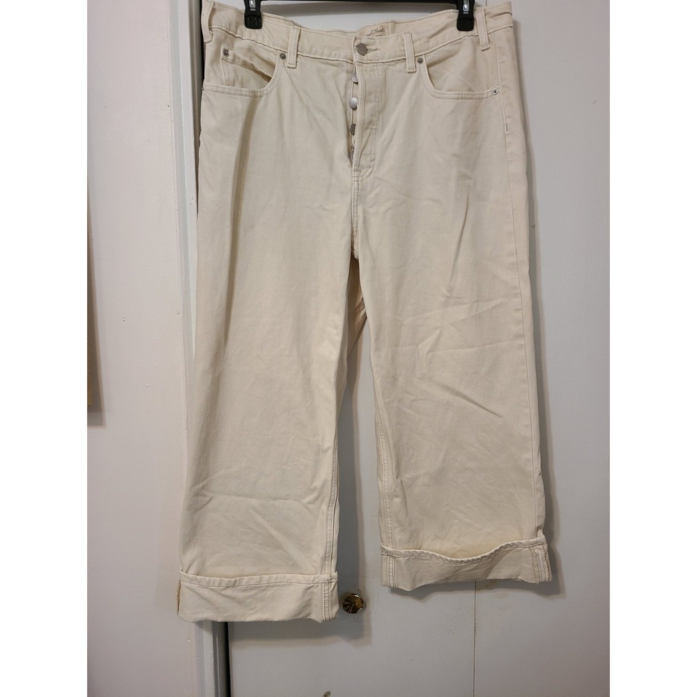 Universal Thread Cream Cuffed Jeans feature a Distinct Button Fly Closure. Sz 14